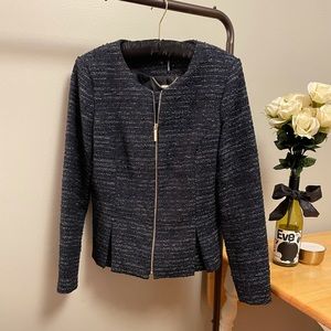 DKNY Black&blue tweed zip blazer size 8